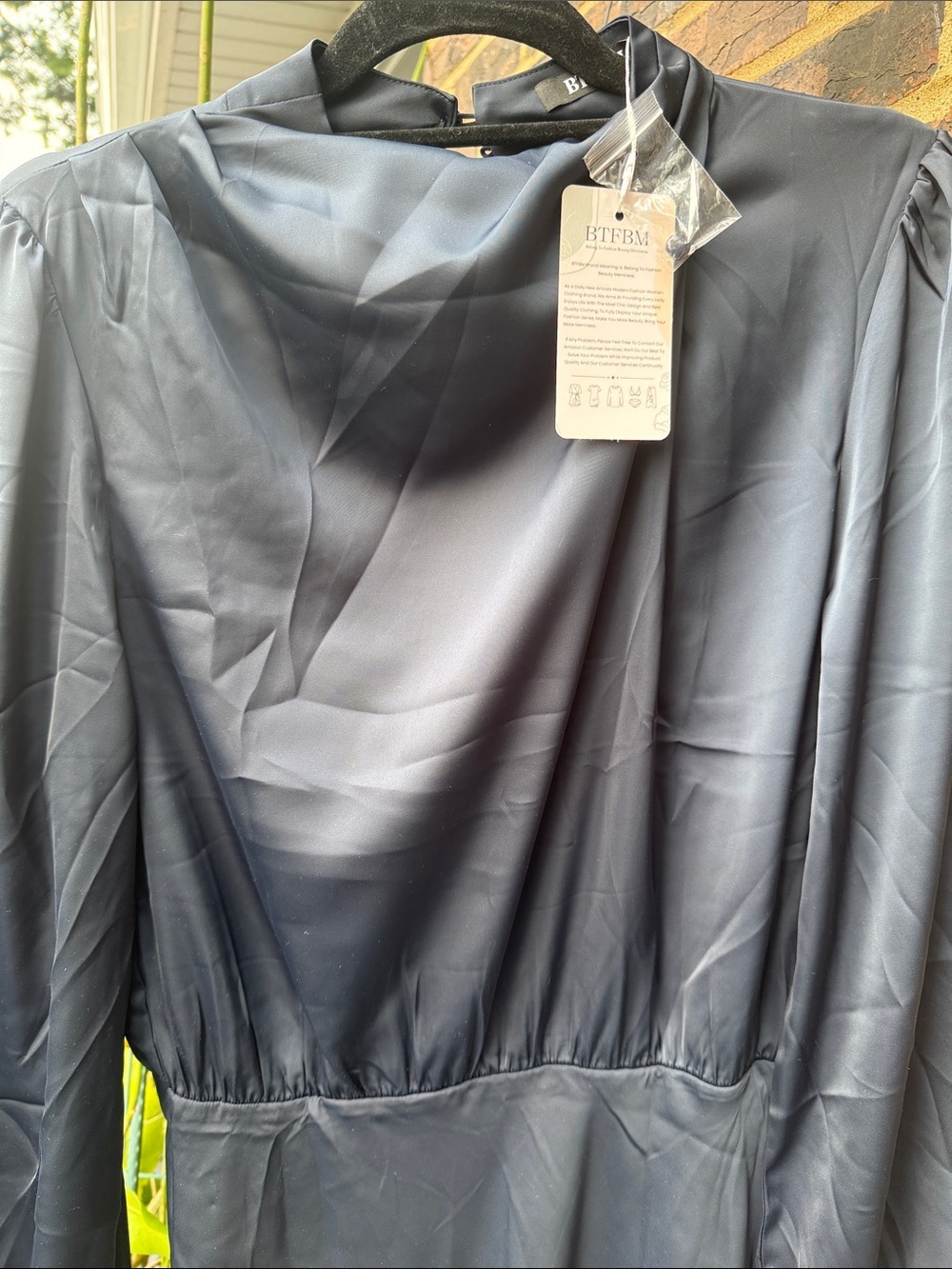 BTFBM Womens Mock Neck Satin Dress - Picture 3 of 8